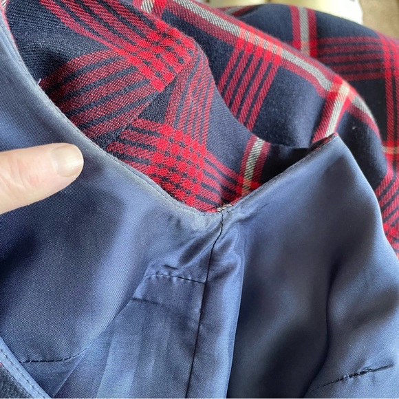 Fall/Winter - Fine Garments by Bell Navy/Red Plaid Bow Ruffles Dress Sz 2 - Picture 10 of 11